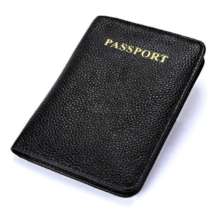 Litchi Texture Multifunctional Genuine Leather Passport Package for travel(Black)