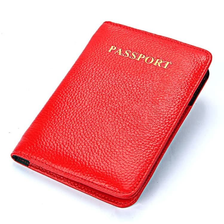 Litchi Texture Multifunctional Genuine Leather Passport Package for travel(Red)