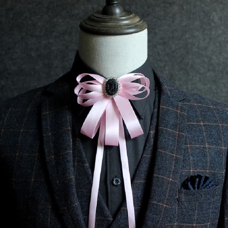 Accessori per abbigliamento maschile: fiocco a nastro con diamanti e nodo a fiocco (rosa)