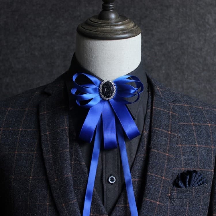 Accessori per camicia da uomo con fiocco a nastro diamantato (Blu reale)
