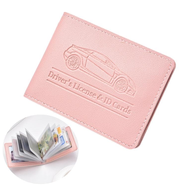 Multi-card Driver License Card Holder Women Driving License Leather Protective Case ID Credit Card Bag, Spec: 10 Card Slot(Pink)