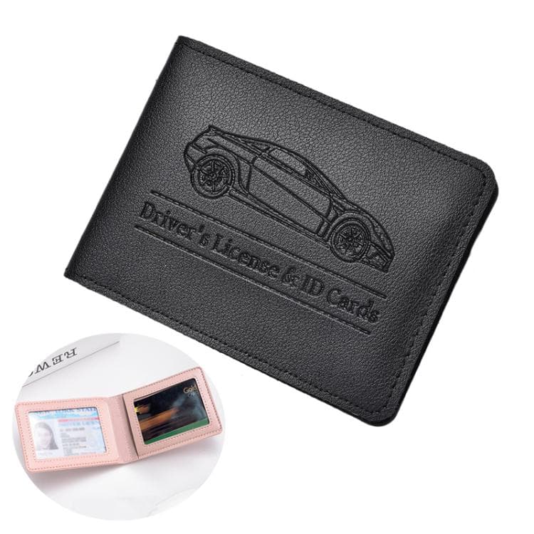 Multi-card Driver License Card Holder Women Driving License Leather Protective Case ID Credit Card Bag, Spec: 2 Card Slot(Black)