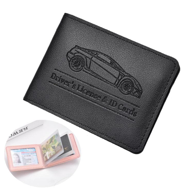 Multi-card Driver License Card Holder Women Driving License Leather Protective Case ID Credit Card Bag, Spec: 4 Card Slot(Black)