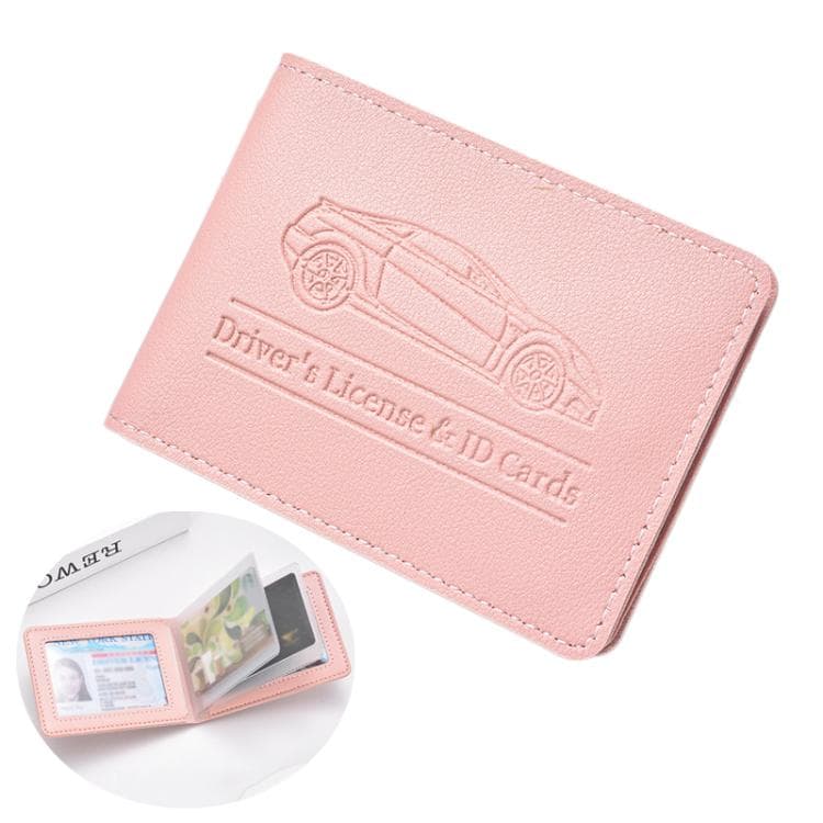 Multi-card Driver License Card Holder Women Driving License Leather Protective Case ID Credit Card Bag, Spec: 4 Card Slot(Pink)