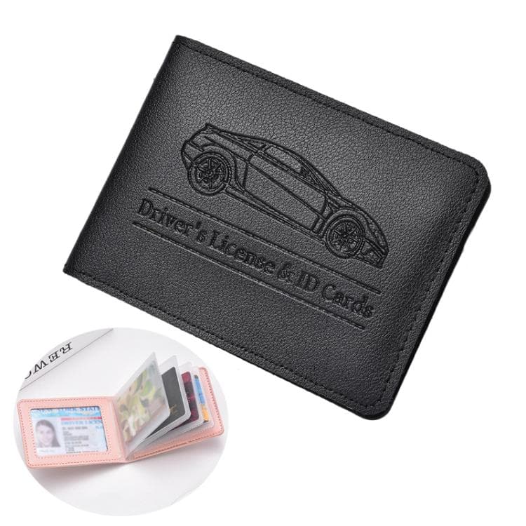 Multi-card Driver License Card Holder Women Driving License Leather Protective Case ID Credit Card Bag, Spec: 6 Card Slot(Black)