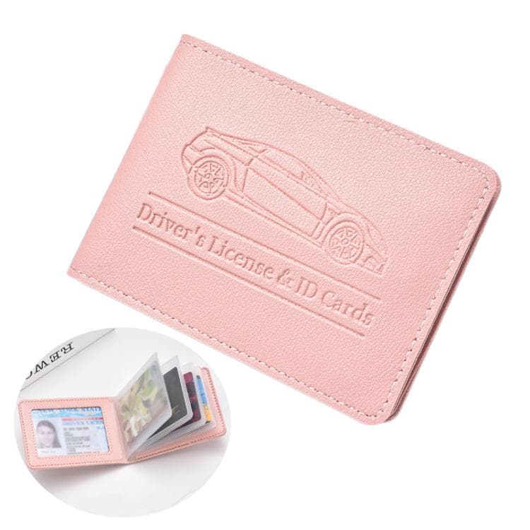 Multi-card Driver License Card Holder Women Driving License Leather Protective Case ID Credit Card Bag, Spec: 6 Card Slot(Pink)