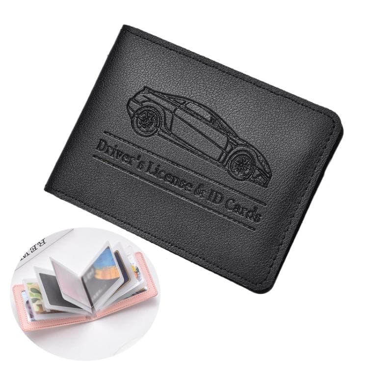Multi-card Driver License Card Holder Women Driving License Leather Protective Case ID Credit Card Bag, Spec: 8 Card Slot(Black)