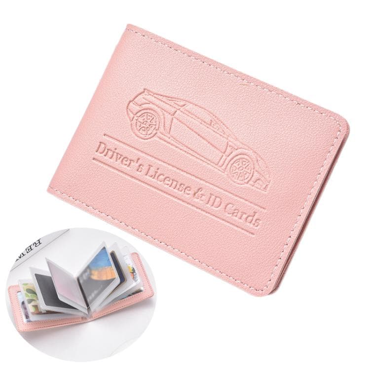Multi-card Driver License Card Holder Women Driving License Leather Protective Case ID Credit Card Bag, Spec: 8 Card Slot(Pink)