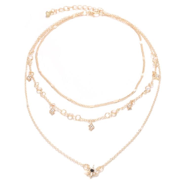 Collana a ciondolo stella multistrato combinata (4444)