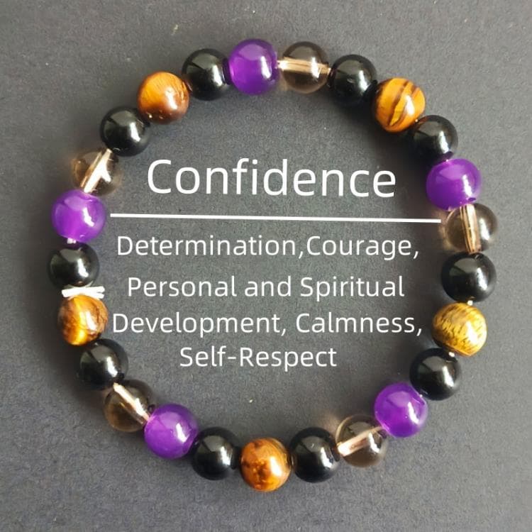 Bracciale in Cristallo Naturale con Perline 8mm Ametista Bracciale Energetico per Fiducia Meditazione Yoga Regalo (A-16)
