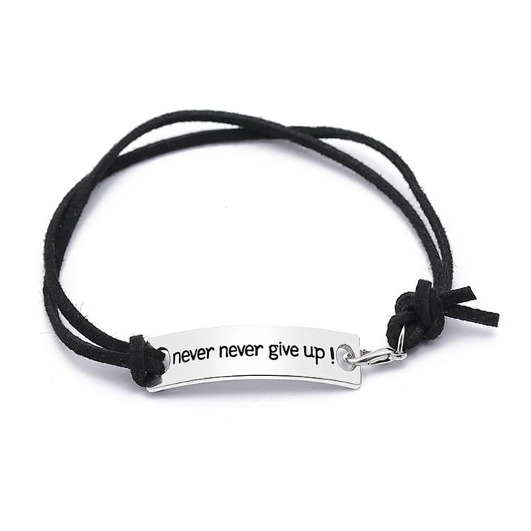 Bracciale Non Arrenderti Mai in Pelle Vellutata con Lettere Bracciale della Persistenza