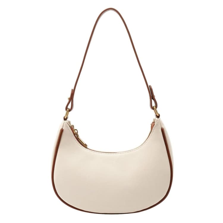 Niche Crescent Women Armpit Bag Single Shoulder Handbag(Beige With Brown)