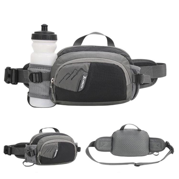 Outdoor Hiking Waist Pack Large Capacity Waterproof Sports Running Water Bottle Bag(Black)