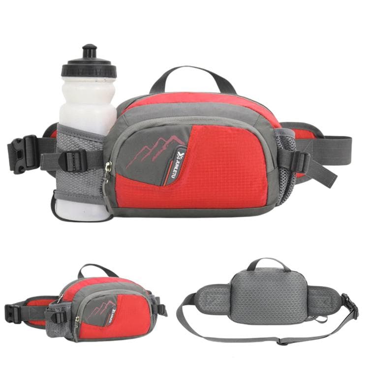 Outdoor Hiking Waist Pack Large Capacity Waterproof Sports Running Water Bottle Bag(Orange Red)
