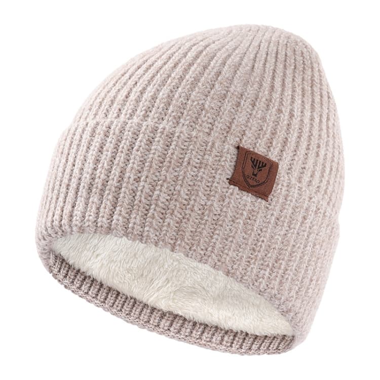 OZERO Women Wool Hat with Ear Protection Loose Fleece Lining Warm Knitted Cap(Apricot)