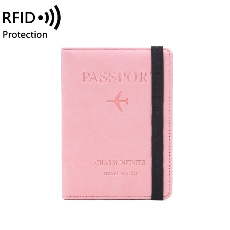 RFID Travel Passport Card Bag Elastic Band Protective Case(Pink)