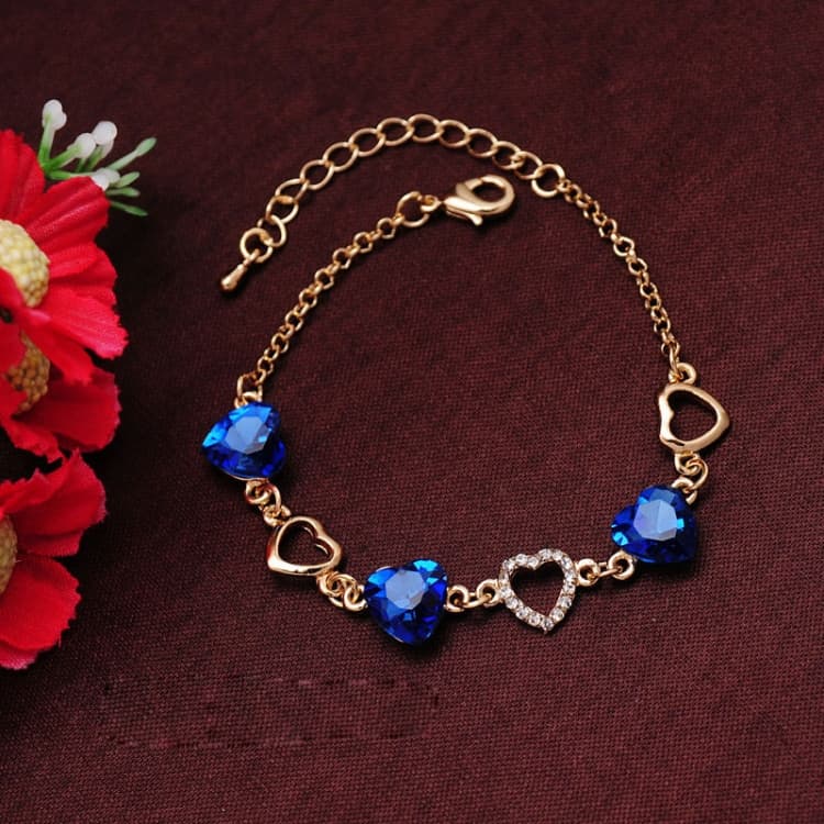 Bracciale con ciondolo a cuore romantico in cristallo per donna (Blu)