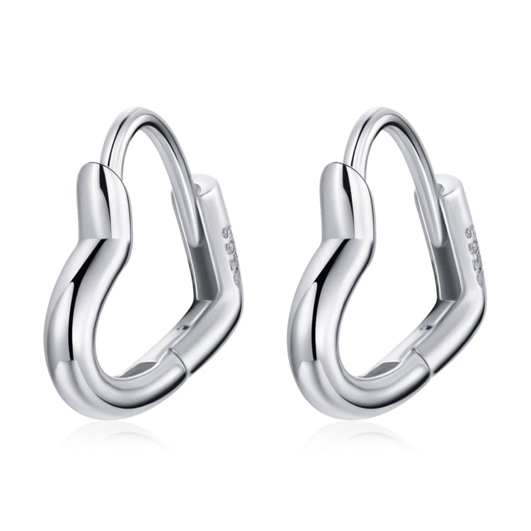 S925 Sterling Silver Heart-shaped Hollow Ear Stud Women Earrings(Silver)