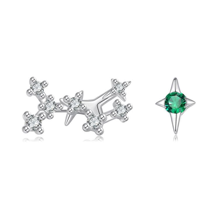 Orecchini a dodici costellazioni in argento sterling S925 con zirconi, specifica: Vergine