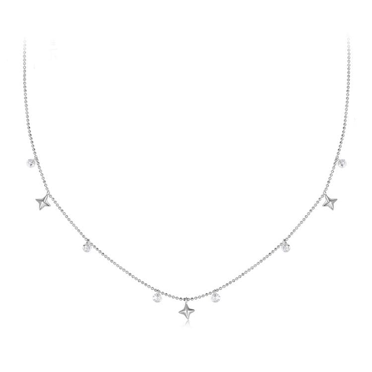 Collana con ciondolo a nappa cielo stellato dinamico placcato platino in argento sterling S925 (BSN414)