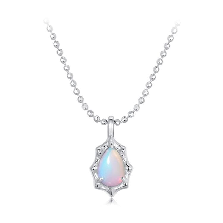 Collana in argento sterling S925 placcato platino con opale fantasia Aurora (BSN412)
