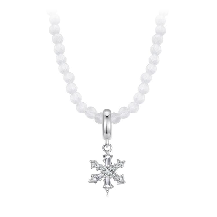 Collana a forma di fiocco di neve romantico invernale in argento sterling S925 placcato platino (BSN416)