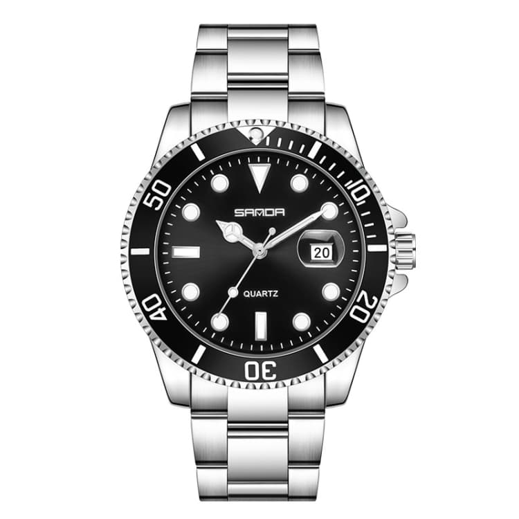 SANDA 1099 Steel Belt Electronic Watch Men Quartz Watch Simple Personalized Wristwatch(Black)