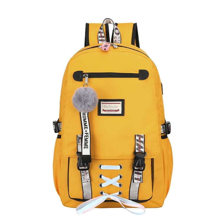 Sports and Leisure USB Charging Anti-Theft Backpack(Yellow)