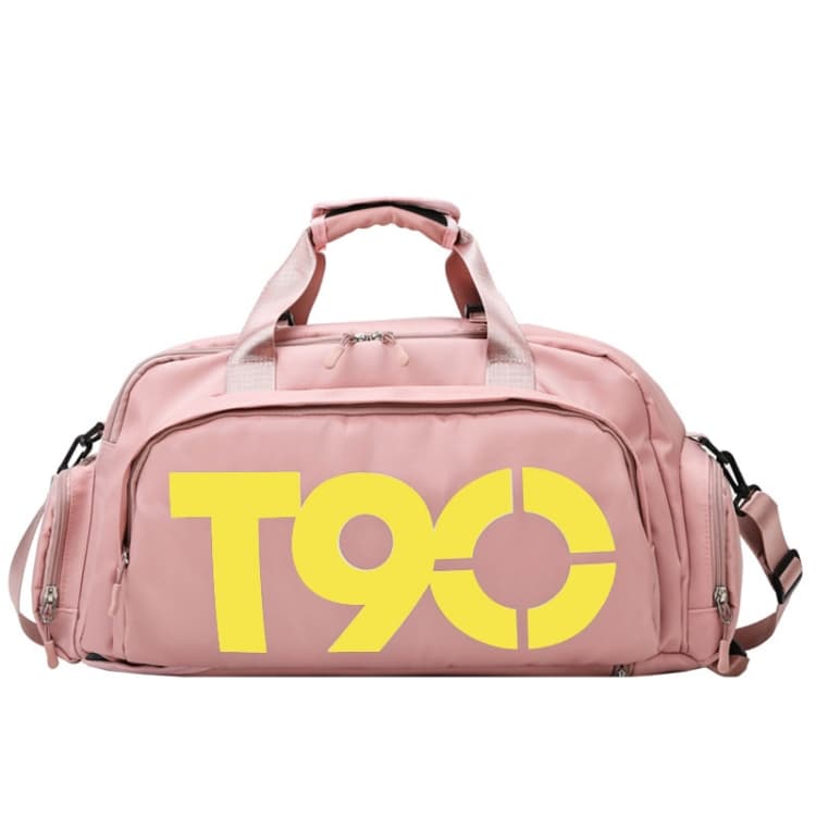 Sports Fitness Bag Large Capacity Luggage Bag Dry Wet Separation With Shoes Position Hand-Held Backpack Travel Bag(Pink Yellow)