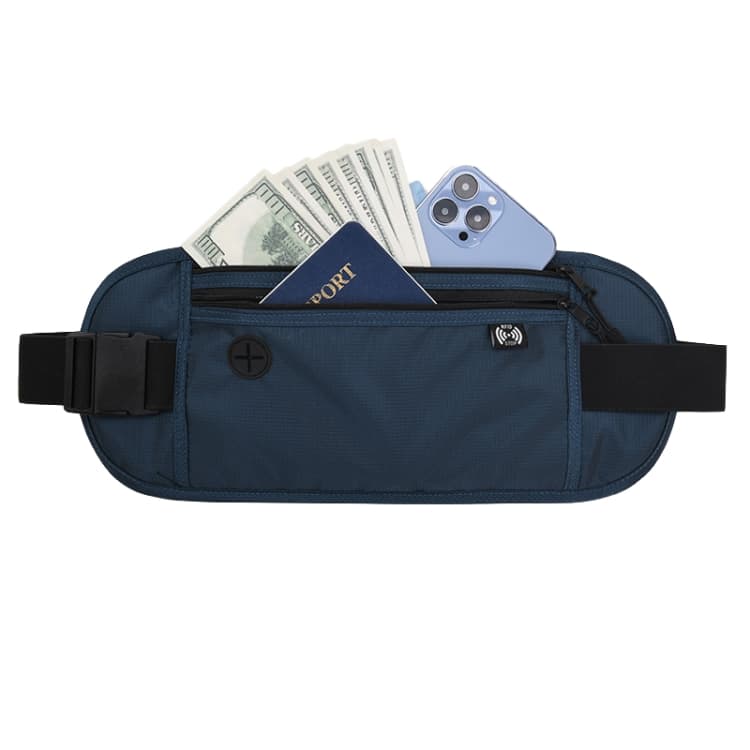 Sports Running Waist Pack Outdoor Fitness Large Capacity RFID Blocking Wallet Waterproof Phone Waist Bag(Dark Blue)