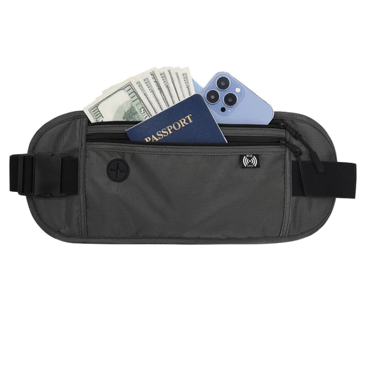 Sports Running Waist Pack Outdoor Fitness Large Capacity RFID Blocking Wallet Waterproof Phone Waist Bag(Dark Gray)