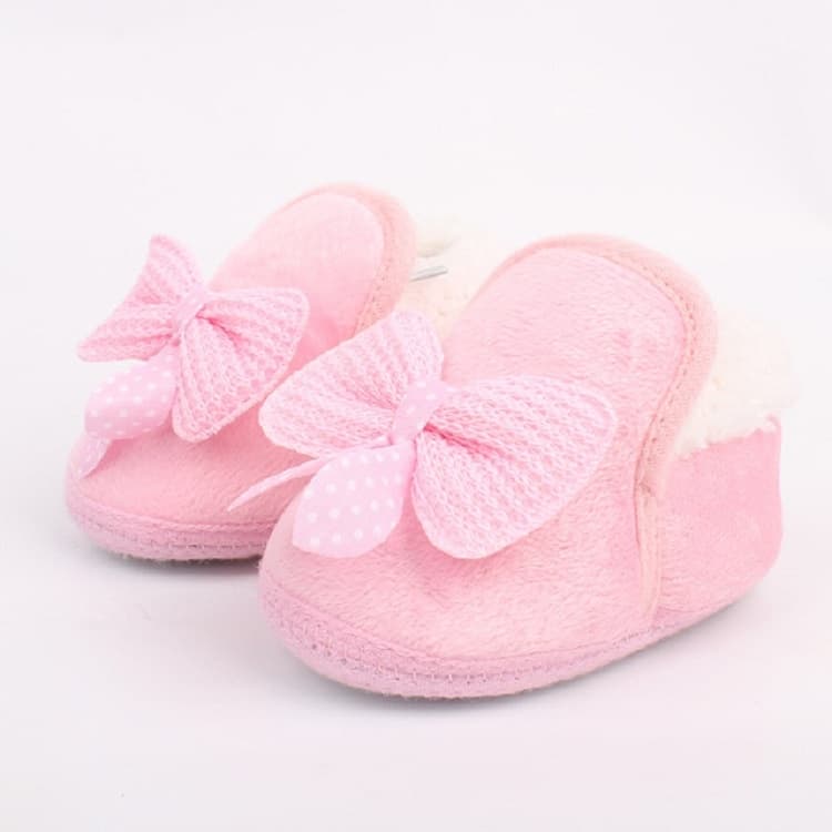 Scarpe in cotone per bambini Primavera Autunno e Inverno Stivaletti Caldi Morbidi con Suola Spessa e Fiocco, Taglia:13(Rosa)