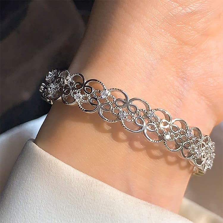 Sterling Silver Vintage Open Bracelet Hand Decoration, Specification:SL0529