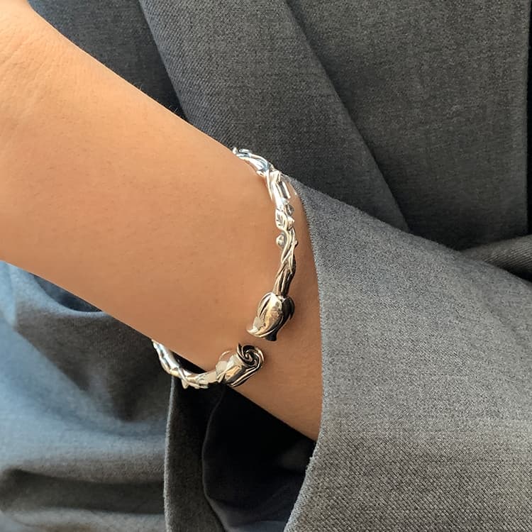 Sterling Silver Vintage Open Bracelet Hand Decoration, Specification:SL0702