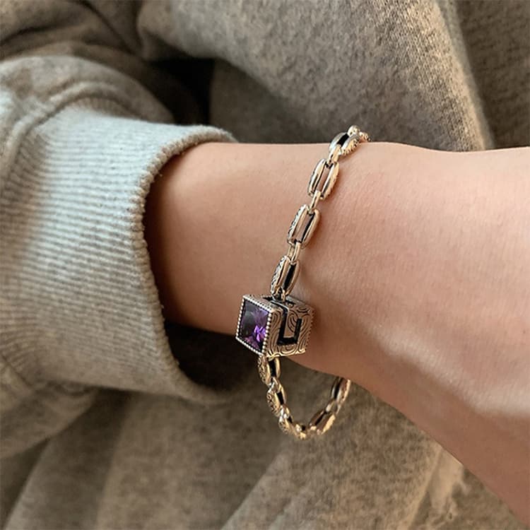 Sterling Silver Vintage Open Bracelet Hand Decoration, Specification:SL0726