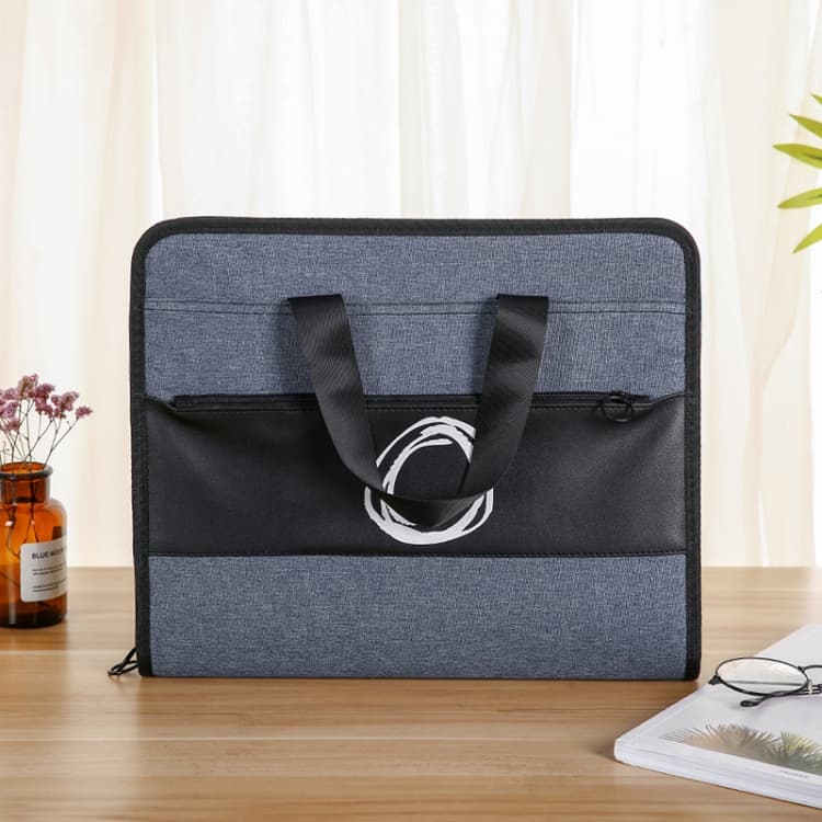 Student Insert Data Storage File Bag Waterproof 13 Grid Portable Organ Bag(4719 Letter Navy Blue)