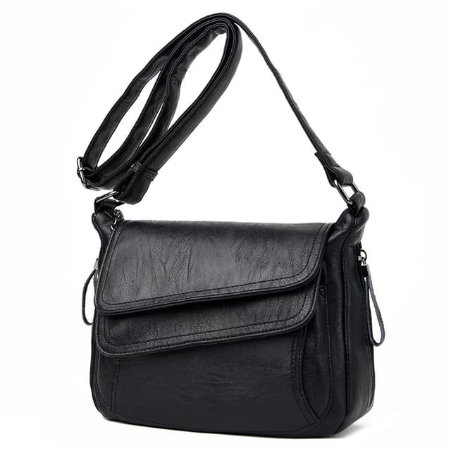 Summer Leather Luxury Handbags Female Shoulder Messenger Bag(Black)