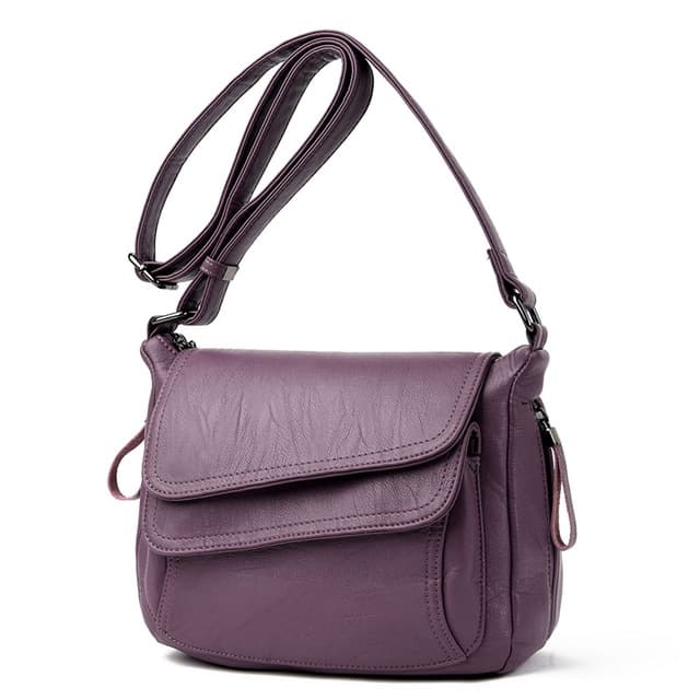 Summer Leather Luxury Handbags Female Shoulder Messenger Bag(Purple)