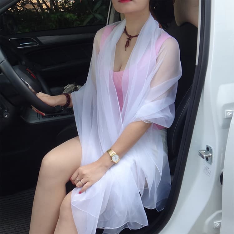 Summer Ultra-thin Chiffon Silk Scarf Air Conditioning Shawl Sunscreen Scarf