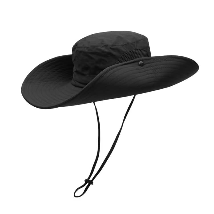 Super Wide Brim Bucket Hat Cowboy Cap Fishing Hat For Men & Women(Black)