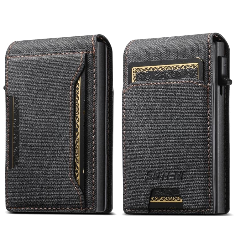 Suteni Denim Texture Key Press Automatically Pop Up Card Box(Black)