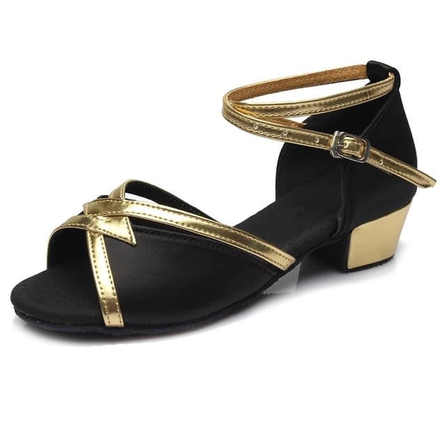 Scarpe da ballo Tango Salsa Latin con tacco basso e suola morbida per ragazze e donne, misura 24 (nero)