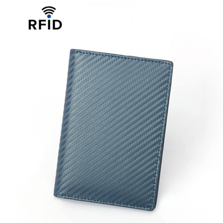 TQ-313 RFID Multi-Card Slot Wallet Unisex Boarding Pass Protector Passport Organizer Bag, Spec: Carbon Fiber Pattern Blue