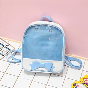 Transparent Children Backpack Cute Bow Bags Mini Schoolbag(Blue)