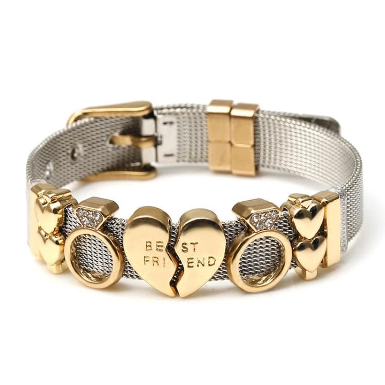 Bracciale fai-da-te bicolore con cinturino per orologio in acciaio inossidabile elettroplaccato sottovuoto, maglia in acciaio da 10 mm (Oro)