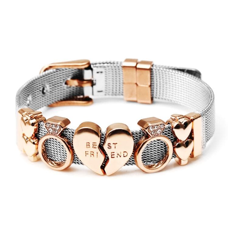 Bracciale fai-da-te bicolore con cinturino per orologio in acciaio inossidabile elettroplaccato sottovuoto, maglia in acciaio da 10 mm (oro rosa)