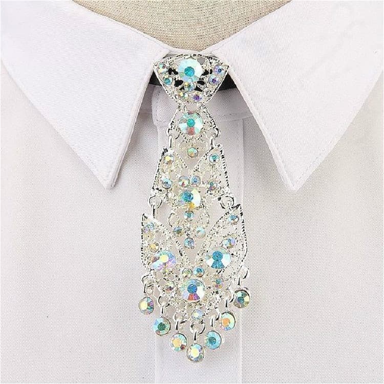 Accessorio per collo a farfalla in metallo con diamanti piccoli unisex (Diamanti colorati su bianco)