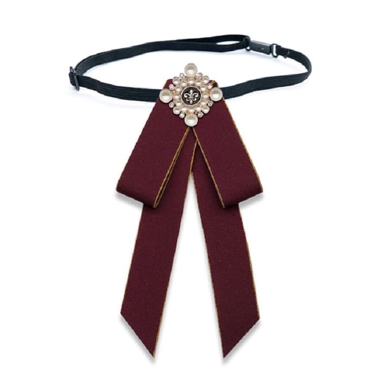 Accessorio per abbigliamento con fiocco a farfalla in tessuto con nodo a perla unisex, stile: cinture a cravatta (rosso vino)