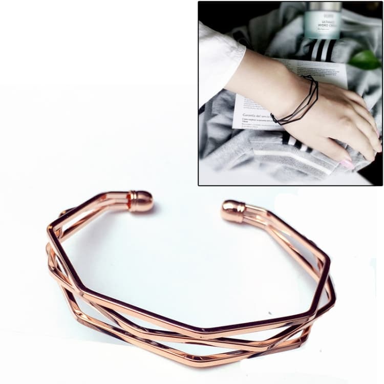 Bracciali a polsino multistrato con ciondoli vintage aperti (Oro rosa)