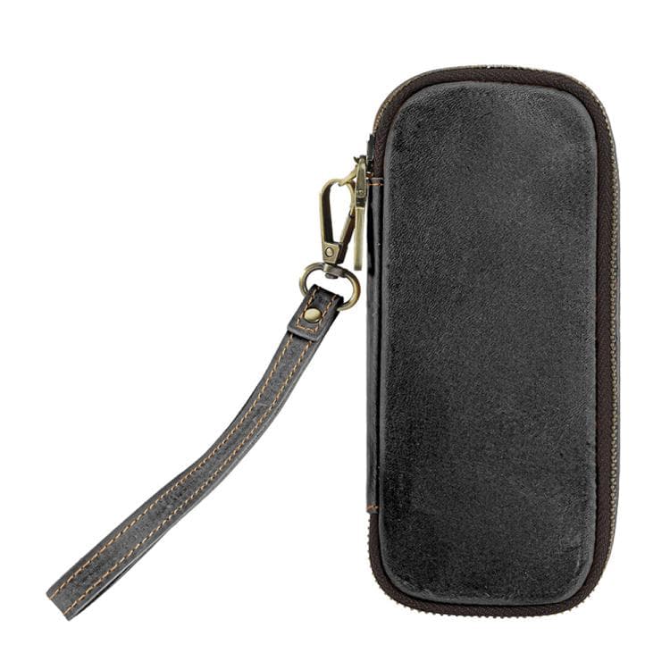 Vintage Genuine Leather Pipe and Smoking Accessories Portable Storage Bag(Black)